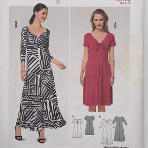 Burda Style 6531 Fit and Flare Dress Sewing Pattern – V-Neck Jersey Dress with Sleeve & Length Variations, Sizes 8–20 – Uncut