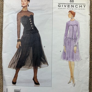 Vogue 1697 Givenchy Special Occasion Dress Sewing Pattern Average Difficulty Sizes 8-10-12 UNCUT