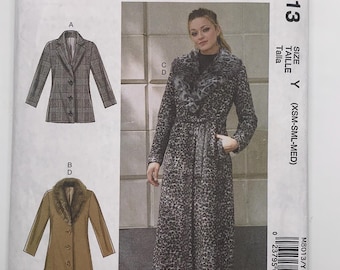 McCall's 8013 naaipatroon: gevoerde jas of jack met afneembare bontkraag, XS-MED ONBESNEDEN