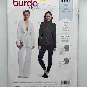 May include: A Burda Style sewing pattern packet with two jacket designs. The packet includes the number 6376, jacket pattern illustrations, and size information. The text includes "ALL PATTERNS WITH SEAM AND HEM ALLOWANCES".