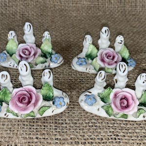 Conjunto de 4 porta-cartões de visita com rosas alemãs antigas