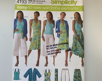 Simplicity 4193 Sewing Pattern: Halter Dress, Capri Pants & Skirt (Sizes 10-18 or 20W-28W)