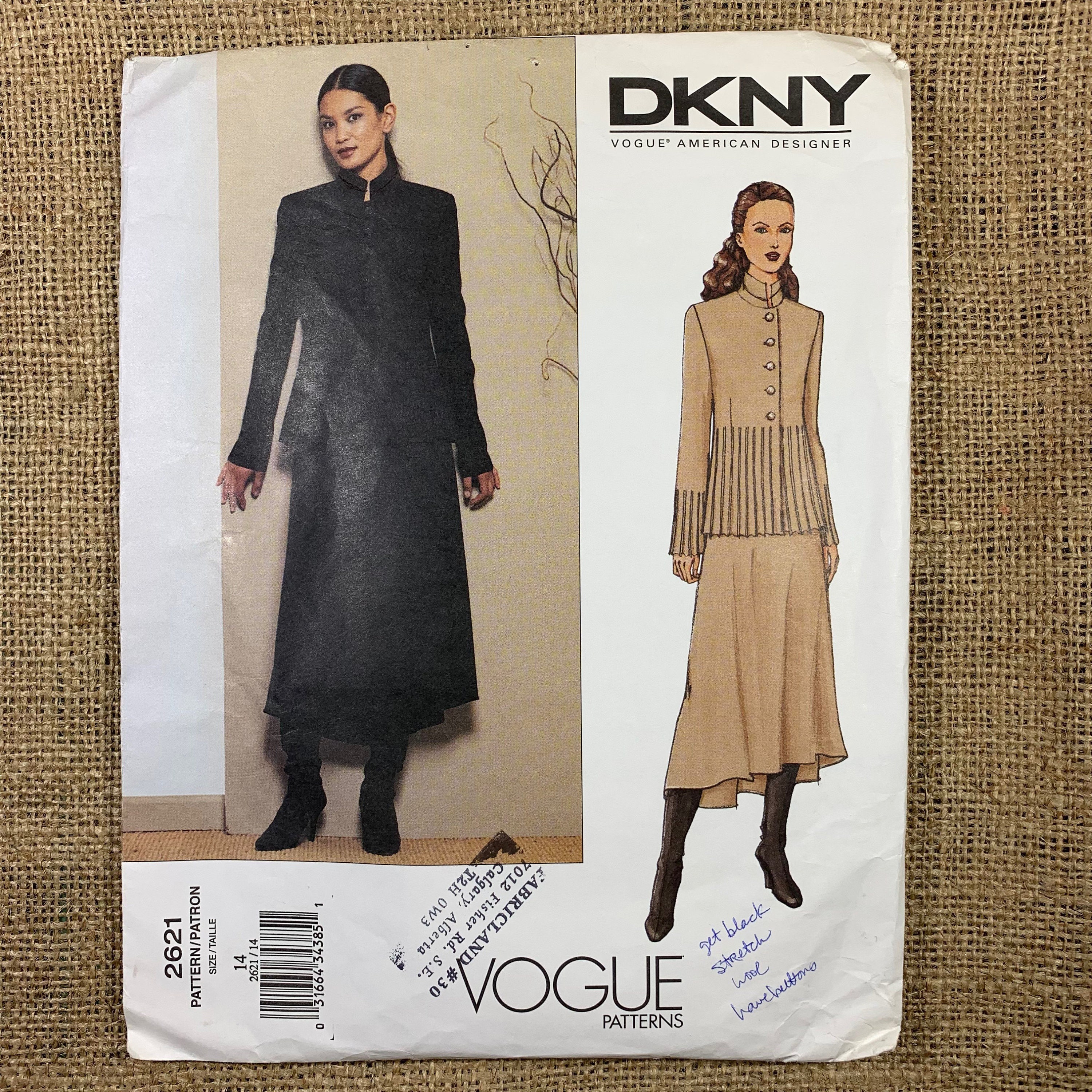 VOGUE DKNY VINTAGE 1990s Gilet Gonna Camicetta Camicia Sewing Pattern Taglia 8-12 