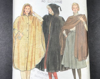 Vogue Pattern 8147 Misses' Cape & Cover-up in One Size Sewing Pattern Uncut FF Vintage 1981 Eng/Fr Instructions