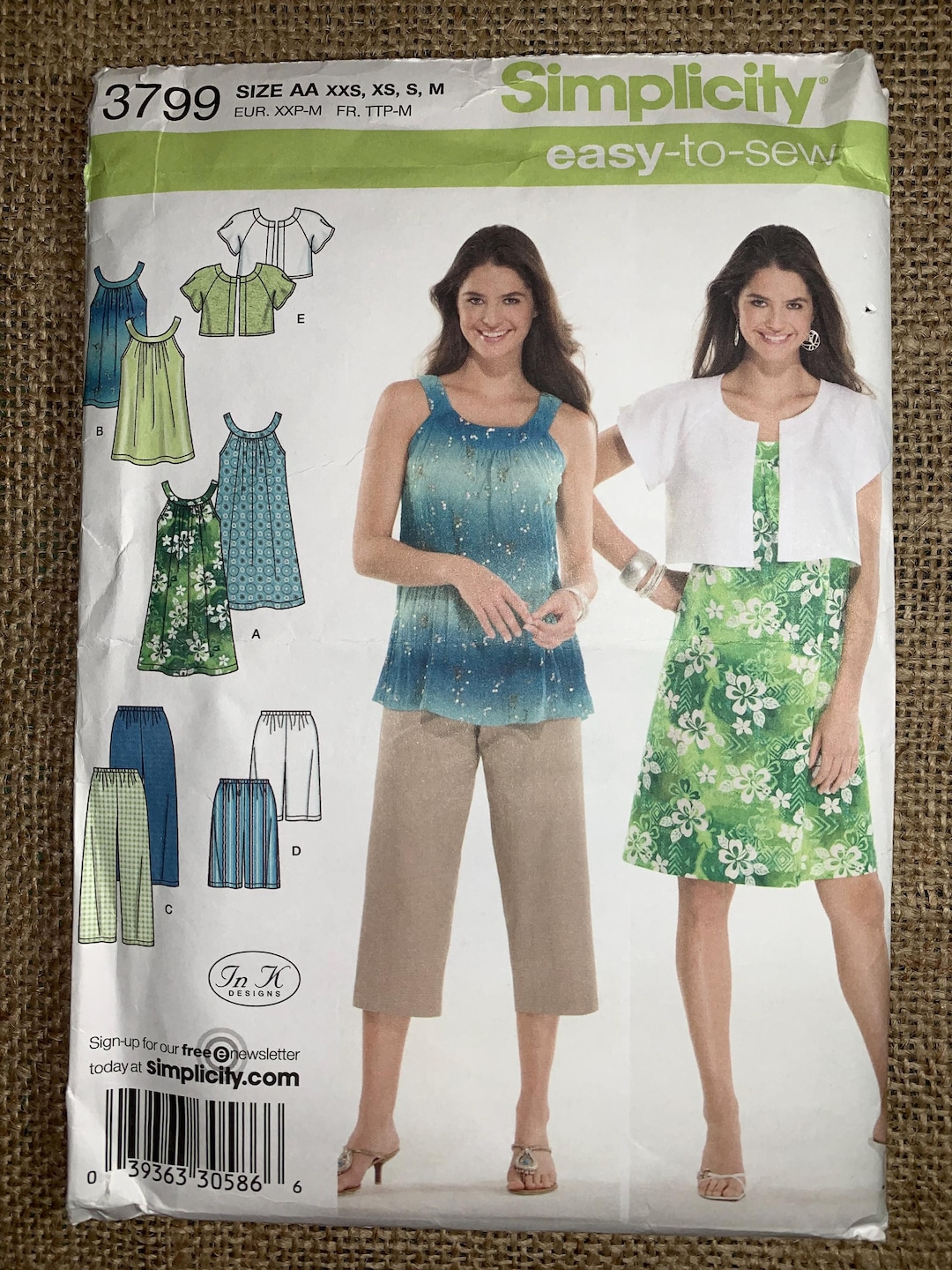 3799 Simplicity 3799 Summer Dress Capris Skirt & Tunic Sewing Pattern Sies ...