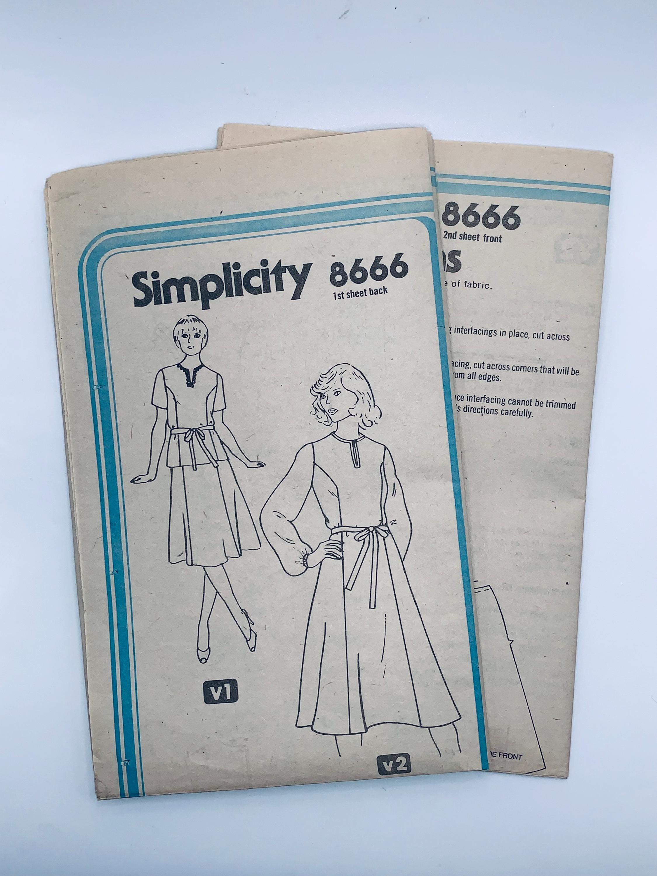 Simplicity 8666 Dress Sewing Pattern: 1978 Vintage, Size 20.5 - Etsy