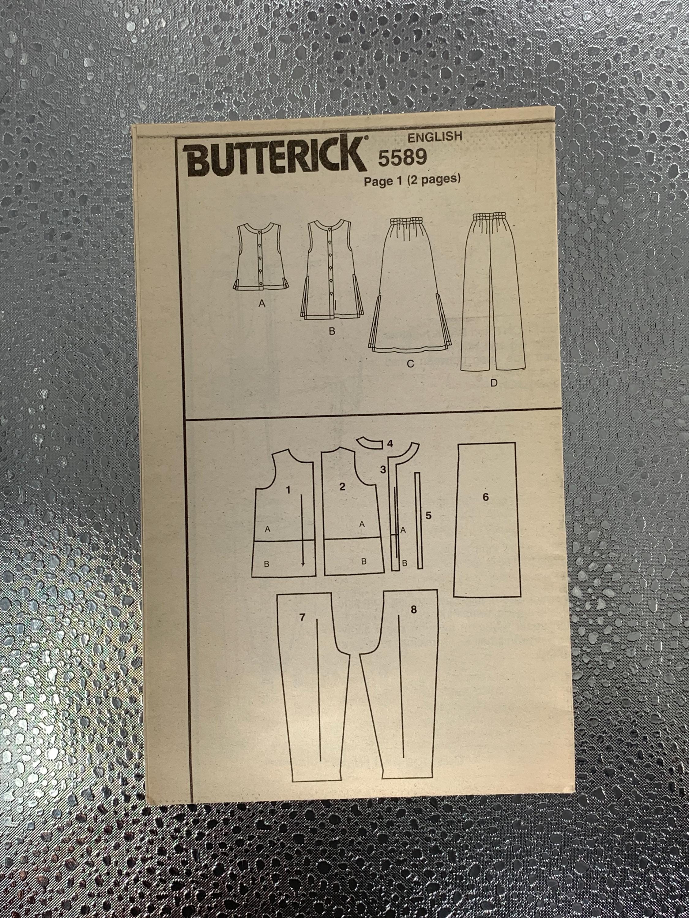Butterick 5589 Sewing Pattern: 90s Top, Skirt & Pants - Sizes 18-22 ...