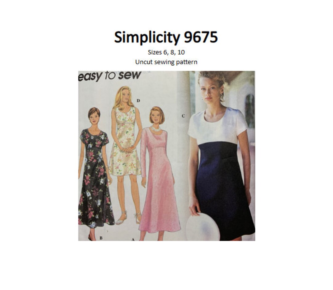 Simplicity 9675 Easy to Sew Dress Sewing Pattern Sizes 6-8-10, UNCUT - Etsy