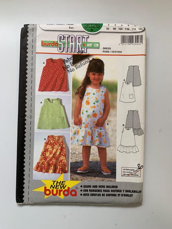 Burda 3026 Girl's A-Line Dress Sewing Pattern, Sleeveless, Sizes 2-7 Burda 3026 Girl's A-Line Dress Sewing Pattern, Sleeveless, Sizes 2-7
