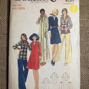 May include: Vintage Butterick sewing pattern 3356 featuring illustrations of women's clothing designs. The pattern includes a size 10 with a 32 1/2 inch bust. The cover displays various 1970s fashion styles, including dresses, tops, and pants.