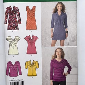 Simplicity 1716 Dress Tunic Top Draped Twist Knot Neckline Sewing Pattern Sizes 4-12 UNCUT