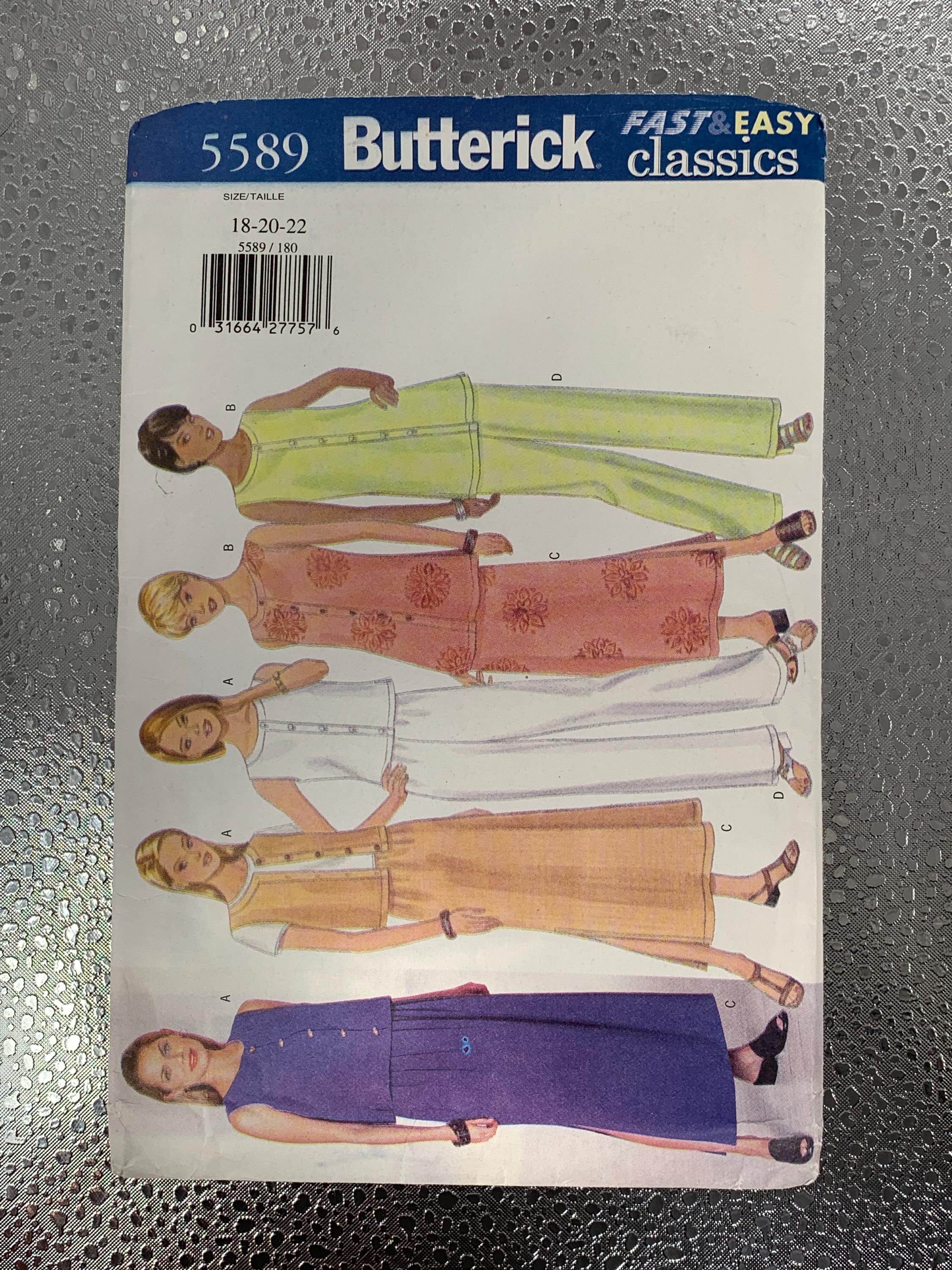Butterick 5589 Sewing Pattern: 90s Top, Skirt & Pants - Sizes 18-22 ...