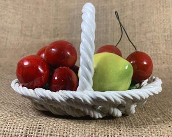 フルーツバスケット　イタリア製　陶器　果物 Bassano イタリア製 ~ 陶器製フルーツバスケット ~ ハンドメイドアート