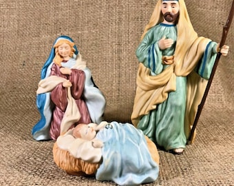 Hallmark Nativity 3 Piece Set The Holy Family Blessed Keepsake Ornaments 1998