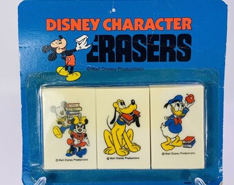 Vintage Walt Disney Productions Disney Character Erasers Mickey Minnie Donald