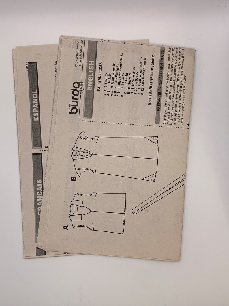 Burda Style 7219 Dress & Blouse Sewing Pattern Sizes 10-12-14-16-18-20 ...