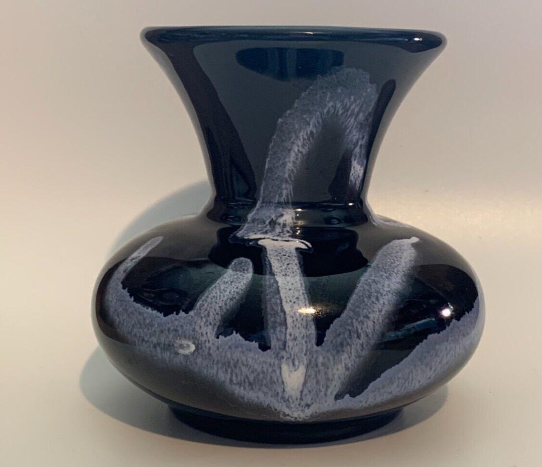 Blue Mountain Pottery 5" Granite Drip Glaze Vase Cobalt/black BMP - Etsy