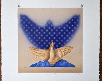 Litografía firmada abstracta