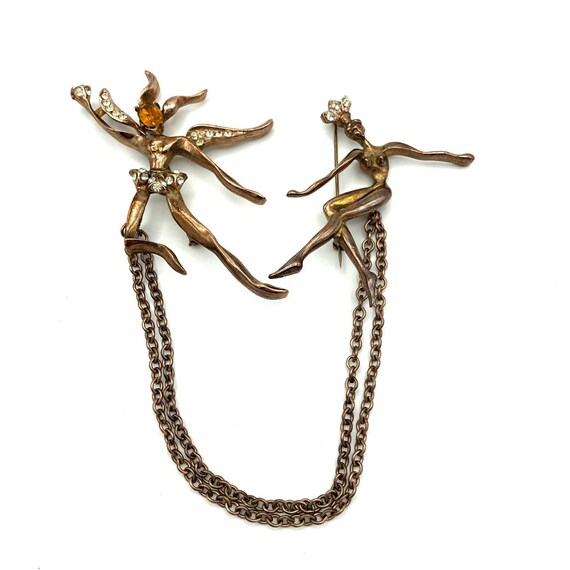 Ballerina Chatelaine Brooch Art Deco Figural Dance