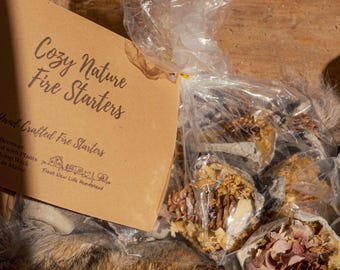 Encendedores de Cozy Nature • Juego de 10 • Encendedores de cartón de huevos reciclados • Encendedores de cera de piña natural • Regalos para estufas de leña y chimeneas