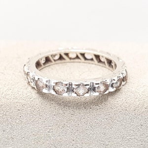 Antieke 9kt gouden volledige eeuwigheid ring witte spinel art deco jaren 1920 stapelaar stapelen solide 9k 375 band edelsteen vintage damessieraden sieraden
