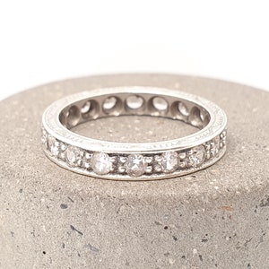 Antieke 9kt 9k gouden Eternity ring art deco jaren 1920 volledige band witte spinel edelsteen massief 375 witgoud vintage damessieraden sieraden