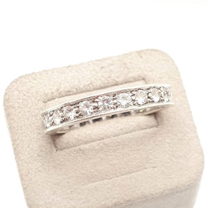 Antieke 9kt 9k witgouden Eternity-ring witte Spinel Art Deco jaren 1920 volledige band groot formaat massief 375 vintage sprankelende damessieraden sieraden
