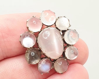   107 ムーンストーン　シルバー　ブローチ　フラワー ヴィンテージ ムーンストーン フラワー スプレー シルバー ブローチ