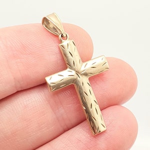 Vintage 9k 9ct Gold Crucifix Necklace Cross Pendant Solid Yellow Catholic Christian Religious Fine Estate Mens Womens Jewelry Jewellery