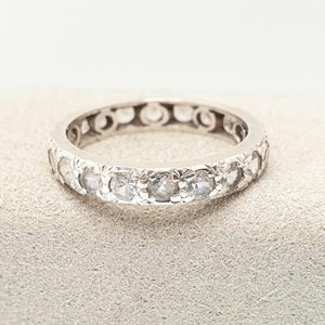 Antieke art-deco 9kt 9k witgouden Eternity-ring witte spinel jaren 1920 volledige band edelsteen massief 375 vintage sprankelende damessieraden sieraden