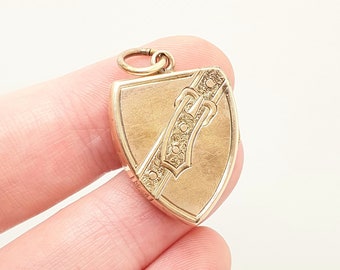 Antique Solid 9ct Rose Gold Shield Locket Pendant Victorian 1863 Hallmark Buckle Engraved Fine Estate 375 9k Vintage Jewelry Jewellery