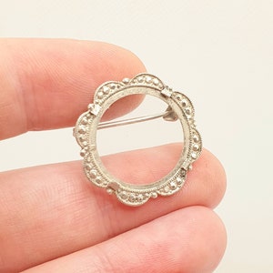Old Vintage Solid Silver Locket Brooch Austrian Picture Photo Genuine Austria Hallmark 1950s Pastry Cutter Girls Womens Jewelry Jewellery