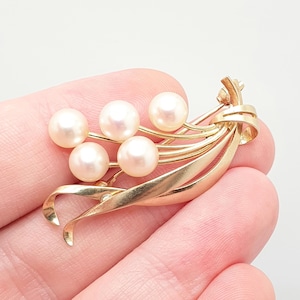 メ*4様 14K ブローチ 刻印あり オークション 格安スタート Vintage MIKIMOTO 14k Gold Pearl Brooch Pin Solid 14kt 585