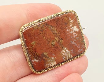 ビクトリア朝の天然縞瑪瑙とロールドゴールドのブローチ。 - Etsy 日本