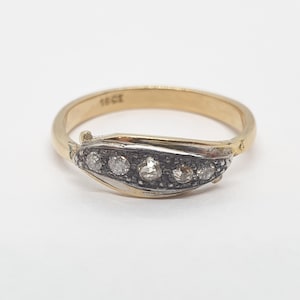 Antique Diamond Ring Solid 18ct 18k Gold 750 Old Cut 1910s Hallmarked 5 Stone Ladies Womens Vintage Sparkly Jewelry Jewellery UKR US8.75 image 1