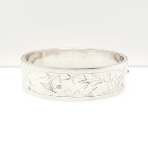 Antique Victorian Sterling Silver Bird Bracelet Bangle Hand Engraved Aesthetic 25.17g Songbird Swallow Vintage Womens Jewelry Jewellery