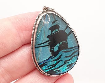 アンティーク バタフライウィング スターリングシルバー ネックレス