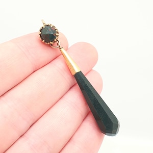 Antique 18ct Gold Bloodstone Pendant Victorian Necklace Large Solid 18k 750 18kt Genuine Gemstone Teardrop Vintage Womens Jewellery Jewelry