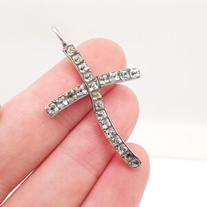 Antique Georgian Solid Silver Paste Cross Pendant Crucifix Necklace Black Dot Diamond Pastes Jewellery Jewelry