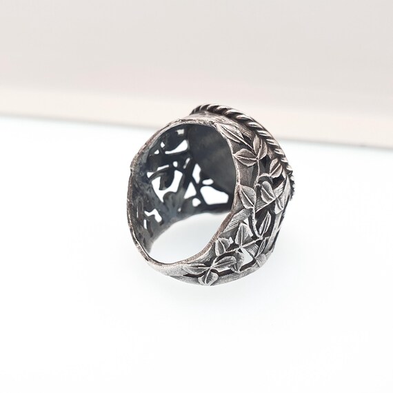 Antique Blue John Solid Silver Ring Victorian Art… - image 7