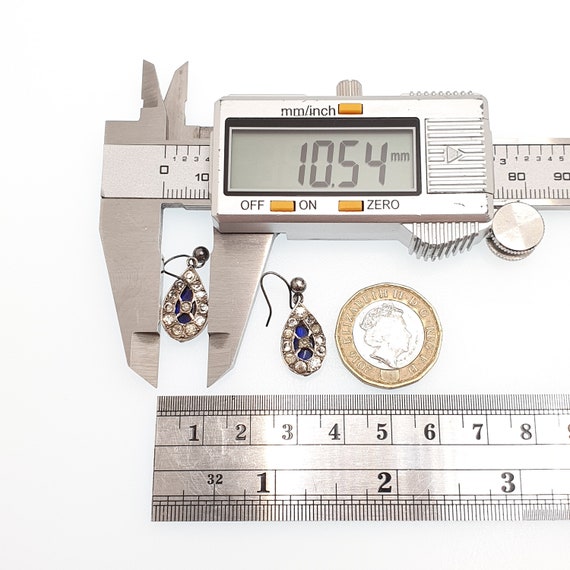 Antique Victorian Solid Silver Paste Earrings Bri… - image 7