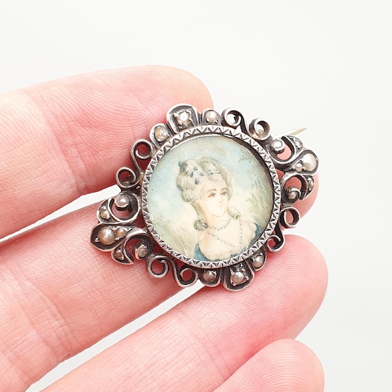 Antique Georgian Solid Silver Miniature Portrait … - image 1