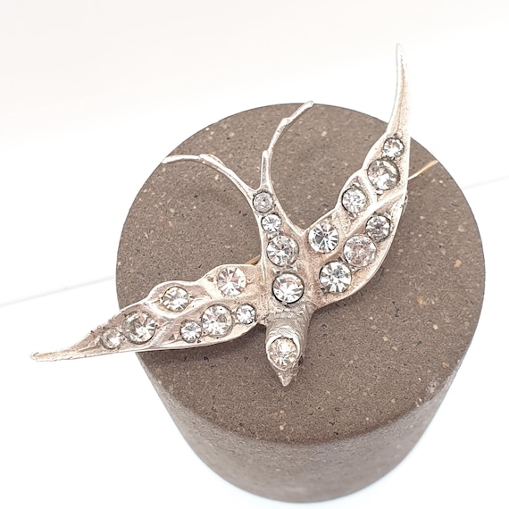 Antique Solid Silver Victorian Paste Bird Brooch … - image 3