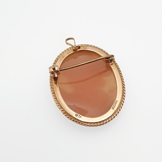 Vintage 9k 9ct Gold Cameo Necklace Pendant Solid … - image 4