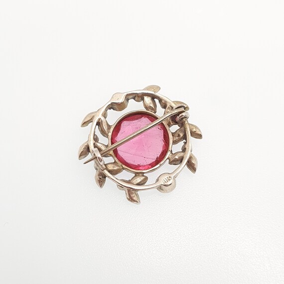 Antique Victorian Solid Silver Pink Paste Brooch … - image 4