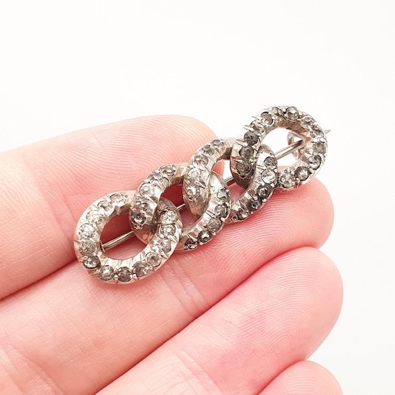 Antique Victorian Solid Silver Diamond Paste Curb… - image 1