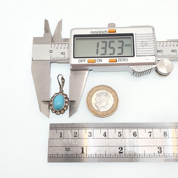 Antique Victorian Solid Silver Turquoise Glass Pe… - image 8