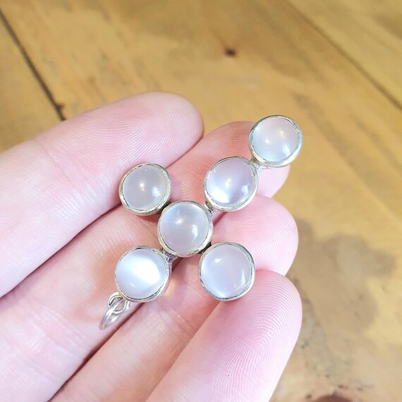 Antique Solid Silver Moonstone Cross Necklace Cru… - image 4