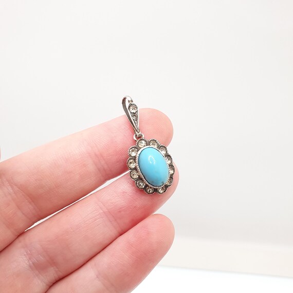 Antique Victorian Solid Silver Turquoise Glass Pe… - image 3
