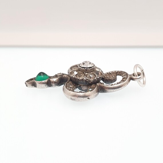 Antique Victorian Solid Silver Snake Necklace Pen… - image 6